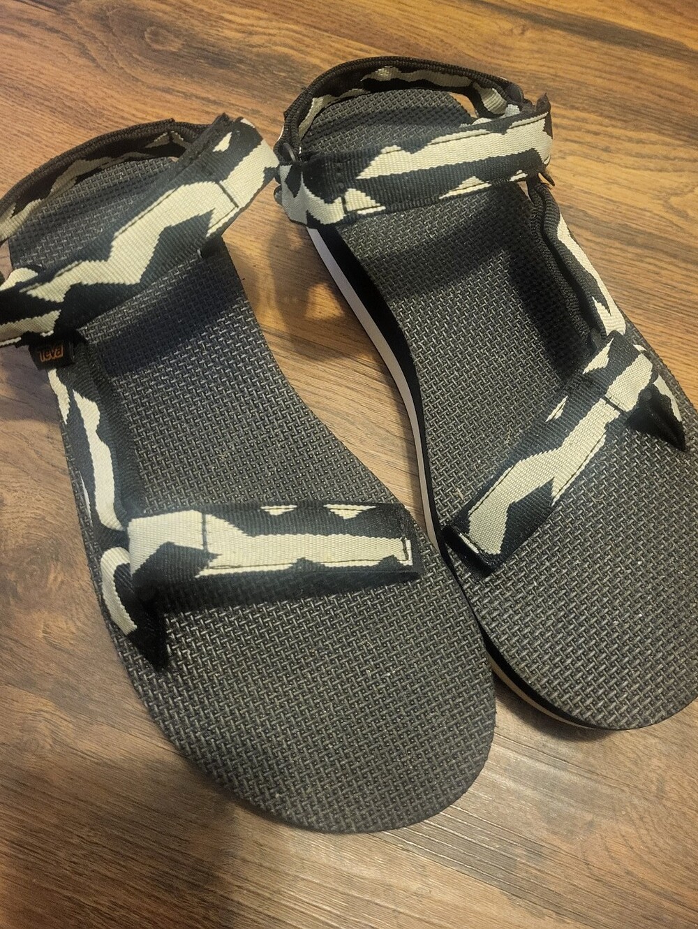 Teva Women's Black and Cream Strappy Sport Sandals